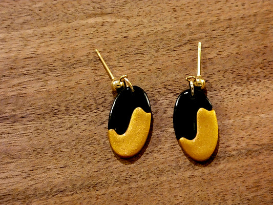 Black& gold swirl dangles