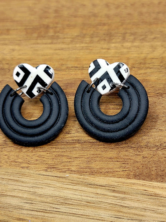 Black & white classy heart dangles