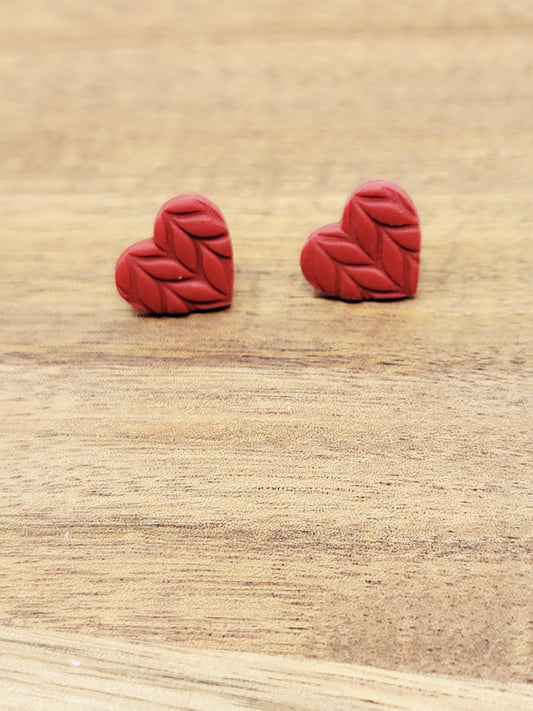 Red heart studs