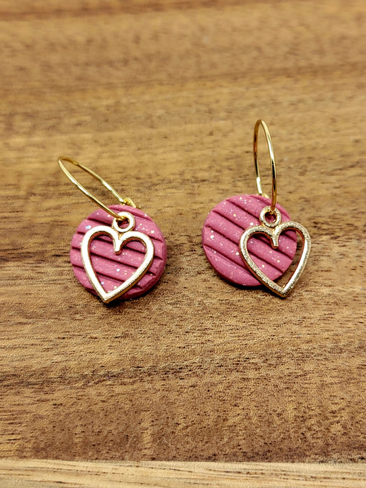 Pink & gold heart hoops