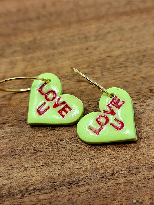 Grwen conversation hearts hoops