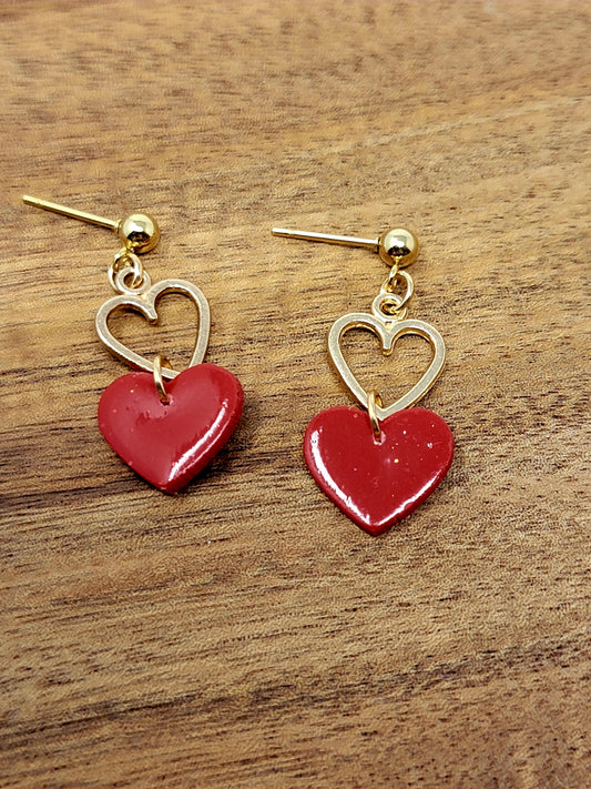 Red & gold heart dangles