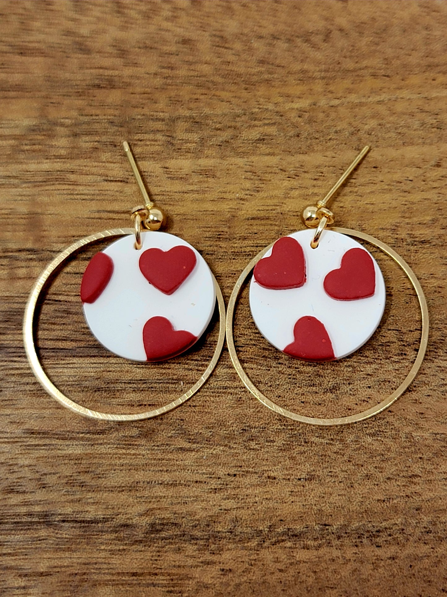 Falling hearts dangles with gold hoops