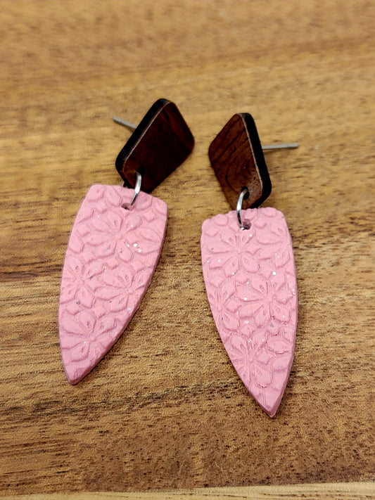 Textured pink dangles with wooden top