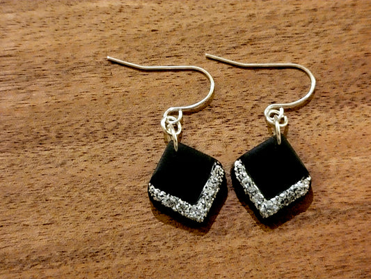 Black & silver glitter dangles
