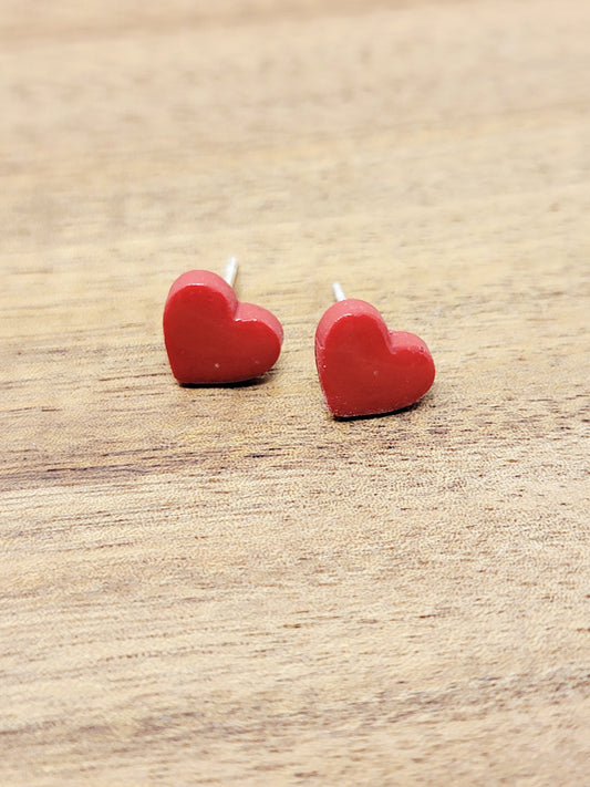 Red micro hearts studs
