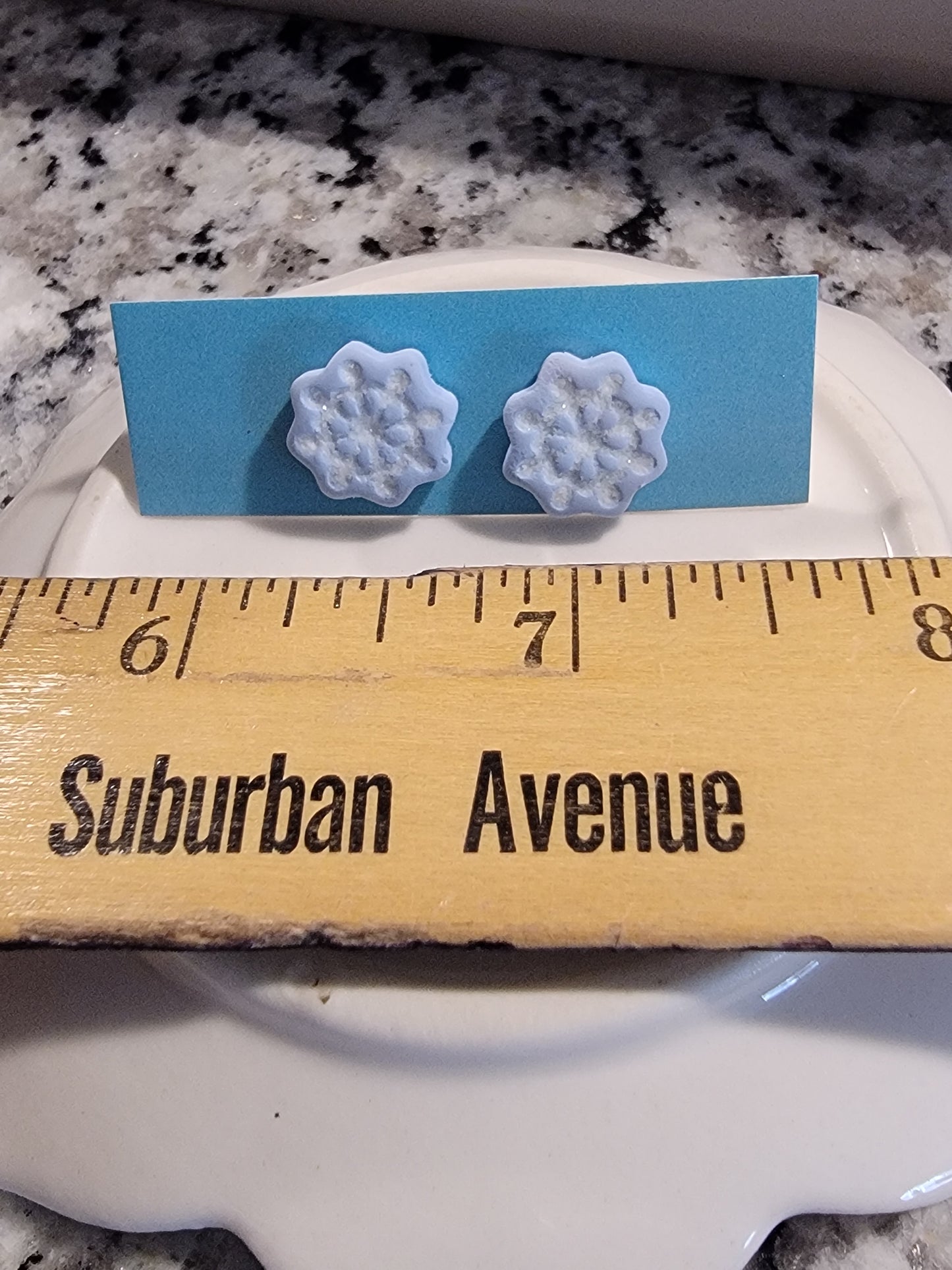Blue snowflake studs