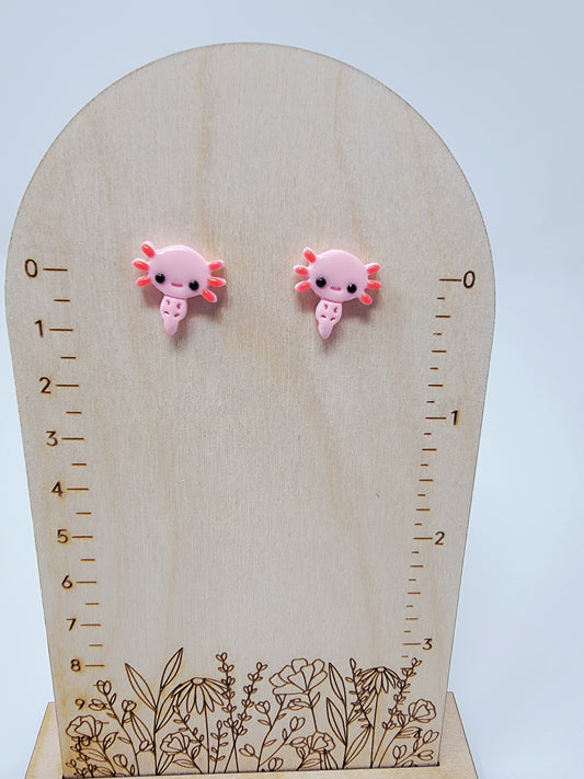 Pink axolotl studs
