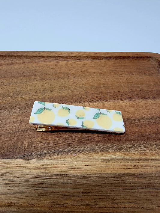 Large lemon pattern hair clip