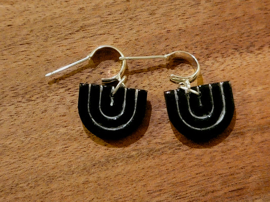 Black& silver huggie dangles