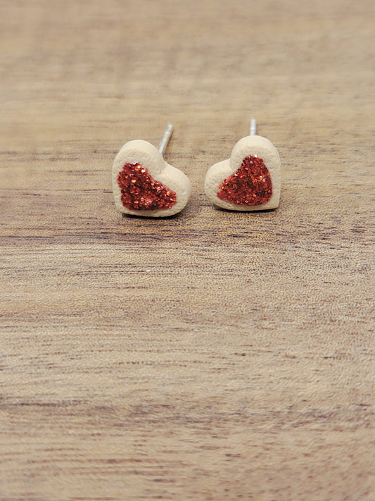 Micro heart thumbprint cookie studs